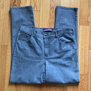 Gloria Vanderbilt grey stretch denim jeans.